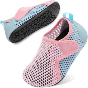 imageBesroad Kids Water Shoes Girls Boys Quick Dry Aqua Socks Barefoot Non Slip Beach Swim Surf ShoesPink Blue