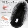 imageBesroad Mens Slippers Memory Foam House Slippers Warm Fuzzy Bedroom Slide House Shoes Indoor Outdoor ScuffBlack