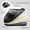 imageBesroad Mens Slippers Memory Foam House Slippers Warm Fuzzy Bedroom Slide House Shoes Indoor Outdoor ScuffBlack Stripe