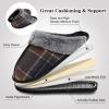 imageBesroad Mens Slippers Memory Foam House Slippers Warm Fuzzy Bedroom Slide House Shoes Indoor Outdoor ScuffBrown Blue Plaid