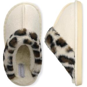imageBesroad Kids Slippers Girls Boys Fuzzy House Slippers Warm Memory Foam House Shoes Soft Plush Bedroom Slippers Slides Indoor OutdoorBeige Leopard