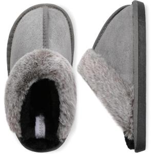 imageBesroad Kids Slippers Girls Boys Fuzzy House Slippers Warm Memory Foam House Shoes Soft Plush Bedroom Slippers Slides Indoor OutdoorDark Grey