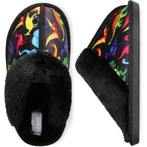 imageBesroad Kids Slippers Girls Boys Fuzzy House Slippers Warm Memory Foam House Shoes Soft Plush Bedroom Slippers Slides Indoor OutdoorDinosaur