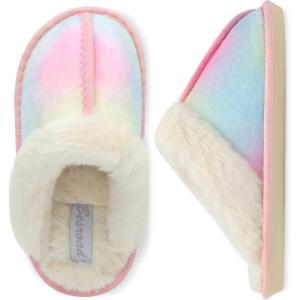 imageBesroad Kids Slippers Girls Boys Fuzzy House Slippers Warm Memory Foam House Shoes Soft Plush Bedroom Slippers Slides Indoor OutdoorGradient Pink