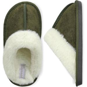 imageBesroad Kids Slippers Girls Boys Fuzzy House Slippers Warm Memory Foam House Shoes Soft Plush Bedroom Slippers Slides Indoor OutdoorGreen