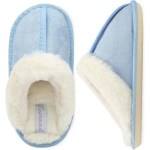 imageBesroad Kids Slippers Girls Boys Fuzzy House Slippers Warm Memory Foam House Shoes Soft Plush Bedroom Slippers Slides Indoor OutdoorLight Blue