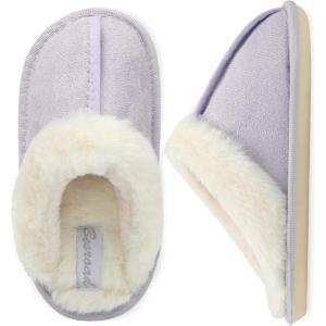 imageBesroad Kids Slippers Girls Boys Fuzzy House Slippers Warm Memory Foam House Shoes Soft Plush Bedroom Slippers Slides Indoor OutdoorLight Purple