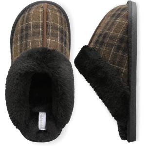 imageBesroad Mens Slippers Memory Foam House Slippers Warm Fuzzy Bedroom Slide House Shoes Indoor Outdoor ScuffBrown Stripe