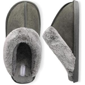 imageBesroad Mens Slippers Memory Foam House Slippers Warm Fuzzy Bedroom Slide House Shoes Indoor Outdoor ScuffDark Grey