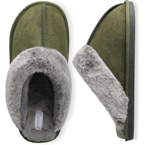 imageBesroad Mens Slippers Memory Foam House Slippers Warm Fuzzy Bedroom Slide House Shoes Indoor Outdoor ScuffGreen
