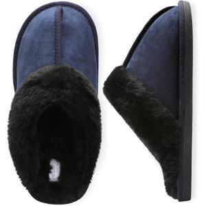 imageBesroad Mens Slippers Memory Foam House Slippers Warm Fuzzy Bedroom Slide House Shoes Indoor Outdoor ScuffNavy