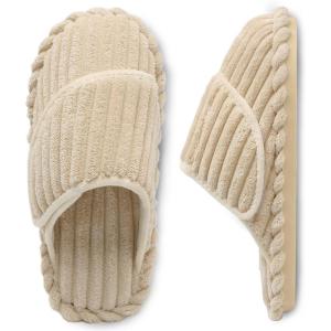 imageBesroad Womens Slippers Wide Diabetic Shoes Adjustable House Slippers Memory Foam Bedroom Shoes Arthritis Edema Indoor OutdoorBeige