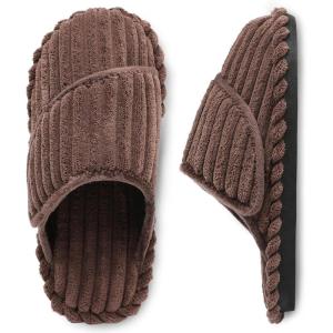 imageBesroad Womens Slippers Wide Diabetic Shoes Adjustable House Slippers Memory Foam Bedroom Shoes Arthritis Edema Indoor OutdoorBrown