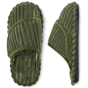 imageBesroad Womens Slippers Wide Diabetic Shoes Adjustable House Slippers Memory Foam Bedroom Shoes Arthritis Edema Indoor OutdoorDark Green