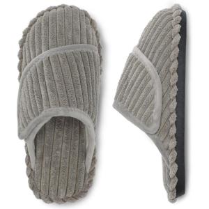 imageBesroad Womens Slippers Wide Diabetic Shoes Adjustable House Slippers Memory Foam Bedroom Shoes Arthritis Edema Indoor OutdoorLight Grey