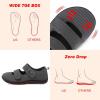 imageBesroad Womens Walking Shoes Wide Diabetic Shoes Adjustable Barefoot Casual Sneakers Breathable Zero Drop Arthritis Edema Sneakers Indoor OutdoorDark Grey