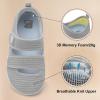 imageBesroad Womens Walking Shoes Wide Diabetic Shoes Adjustable Barefoot Casual Sneakers Breathable Zero Drop Arthritis Edema Sneakers Indoor OutdoorLight Grey