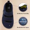 imageBesroad Womens Walking Shoes Wide Diabetic Shoes Adjustable Barefoot Casual Sneakers Breathable Zero Drop Arthritis Edema Sneakers Indoor OutdoorNavy