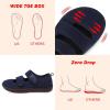 imageBesroad Womens Walking Shoes Wide Diabetic Shoes Adjustable Barefoot Casual Sneakers Breathable Zero Drop Arthritis Edema Sneakers Indoor OutdoorNavy