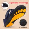 imageBesroad Womens Walking Shoes Wide Diabetic Shoes Adjustable Barefoot Casual Sneakers Breathable Zero Drop Arthritis Edema Sneakers Indoor OutdoorNavy