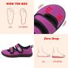 imageBesroad Womens Walking Shoes Wide Diabetic Shoes Adjustable Barefoot Casual Sneakers Breathable Zero Drop Arthritis Edema Sneakers Indoor OutdoorPurple