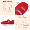 imageBesroad Womens Walking Shoes Wide Diabetic Shoes Adjustable Barefoot Casual Sneakers Breathable Zero Drop Arthritis Edema Sneakers Indoor OutdoorRed