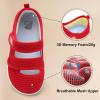 imageBesroad Womens Walking Shoes Wide Diabetic Shoes Adjustable Barefoot Casual Sneakers Breathable Zero Drop Arthritis Edema Sneakers Indoor OutdoorRed