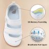 imageBesroad Womens Walking Shoes Wide Diabetic Shoes Adjustable Barefoot Casual Sneakers Breathable Zero Drop Arthritis Edema Sneakers Indoor OutdoorWhite