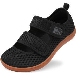 imageBesroad Womens Walking Shoes Wide Diabetic Shoes Adjustable Barefoot Casual Sneakers Breathable Zero Drop Arthritis Edema Sneakers Indoor OutdoorBlack