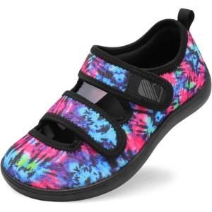 imageBesroad Womens Walking Shoes Wide Diabetic Shoes Adjustable Barefoot Casual Sneakers Breathable Zero Drop Arthritis Edema Sneakers Indoor OutdoorColorful Blue