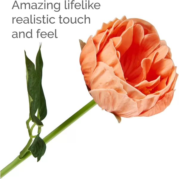 Elements Mikasa Artificial Latex Peony Bouquet, Lifelike Look and Feel, Set of 4 5.5x5x18 Inch