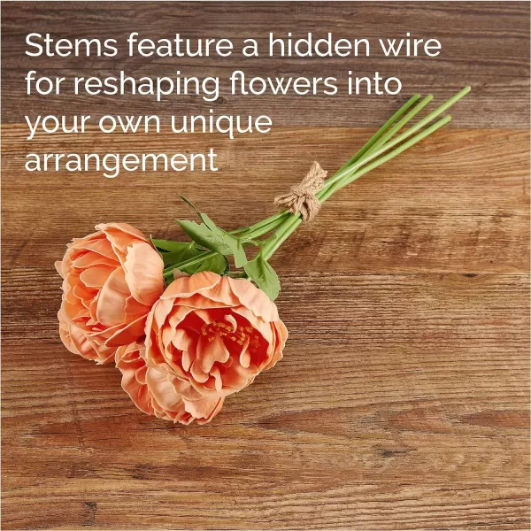 Elements Mikasa Artificial Latex Peony Bouquet, Lifelike Look and Feel, Set of 4 5.5x5x18 Inch