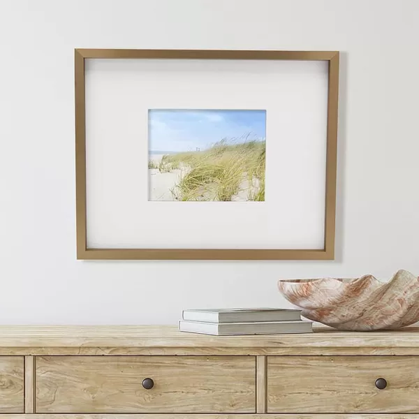 Mikasa 16x16 in. Gallery Frame 15x15 in. Photo without Mat, 5x7 in. Photo with Mat, 2 mm Beveled Mat, Vertical or Horizontal Display, Gray