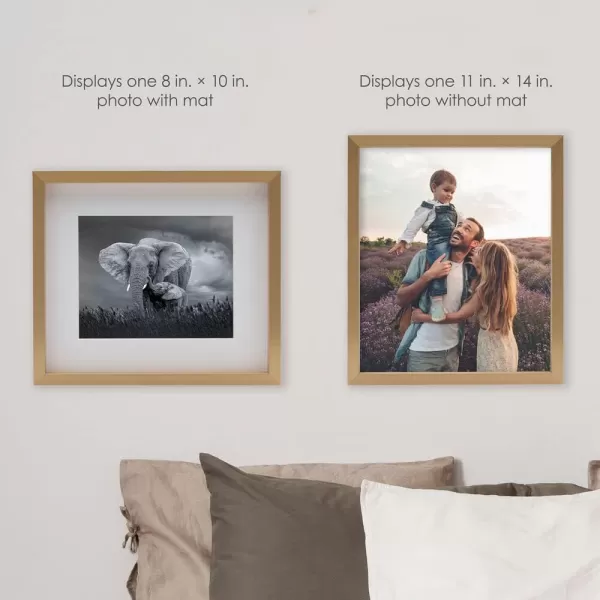 Mikasa 16x16 in. Gallery Frame 15x15 in. Photo without Mat, 5x7 in. Photo with Mat, 2 mm Beveled Mat, Vertical or Horizontal Display, Gray