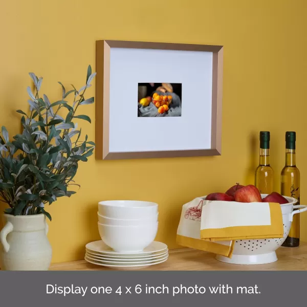 Mikasa 16x16 in. Gallery Frame 15x15 in. Photo without Mat, 5x7 in. Photo with Mat, 2 mm Beveled Mat, Vertical or Horizontal Display, Gray
