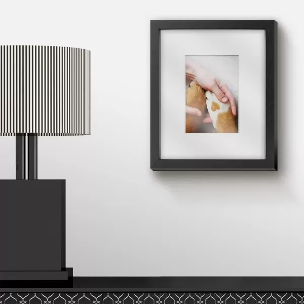 Mikasa 16x16 in. Gallery Frame 15x15 in. Photo without Mat, 5x7 in. Photo with Mat, 2 mm Beveled Mat, Vertical or Horizontal Display, Gray