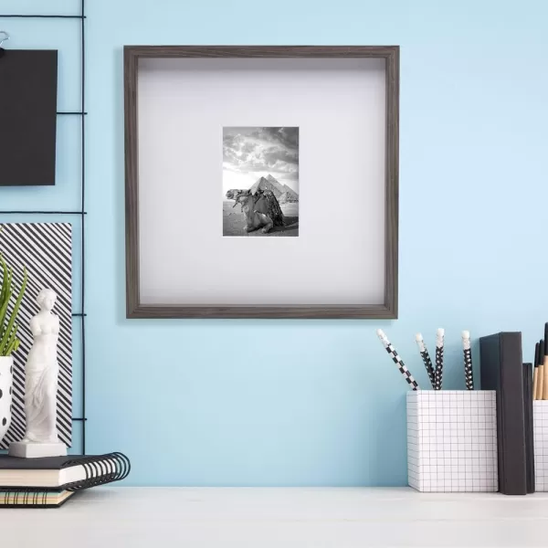 Mikasa 16x16 in. Gallery Frame 15x15 in. Photo without Mat, 5x7 in. Photo with Mat, 2 mm Beveled Mat, Vertical or Horizontal Display, Gray
