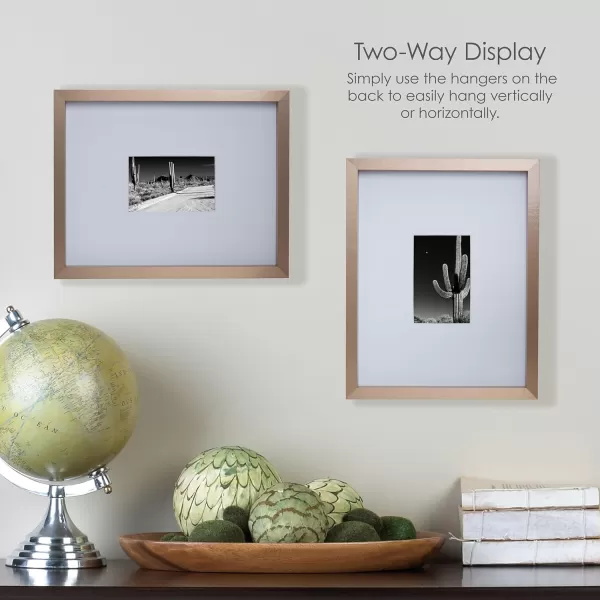 Mikasa 16x16 in. Gallery Frame 15x15 in. Photo without Mat, 5x7 in. Photo with Mat, 2 mm Beveled Mat, Vertical or Horizontal Display, Gray