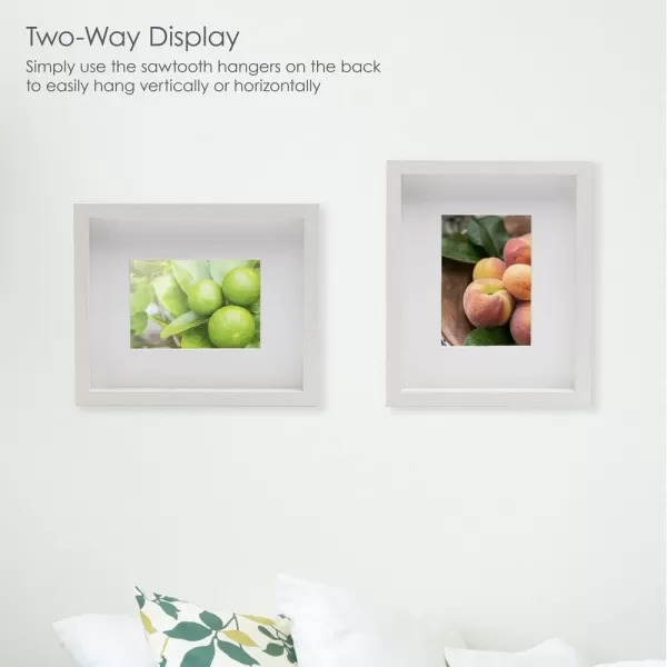 Mikasa 16x16 in. Gallery Frame 15x15 in. Photo without Mat, 5x7 in. Photo with Mat, 2 mm Beveled Mat, Vertical or Horizontal Display, Gray