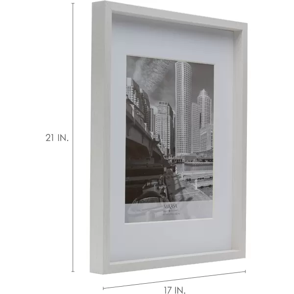 Mikasa 16x16 in. Gallery Frame 15x15 in. Photo without Mat, 5x7 in. Photo with Mat, 2 mm Beveled Mat, Vertical or Horizontal Display, Gray