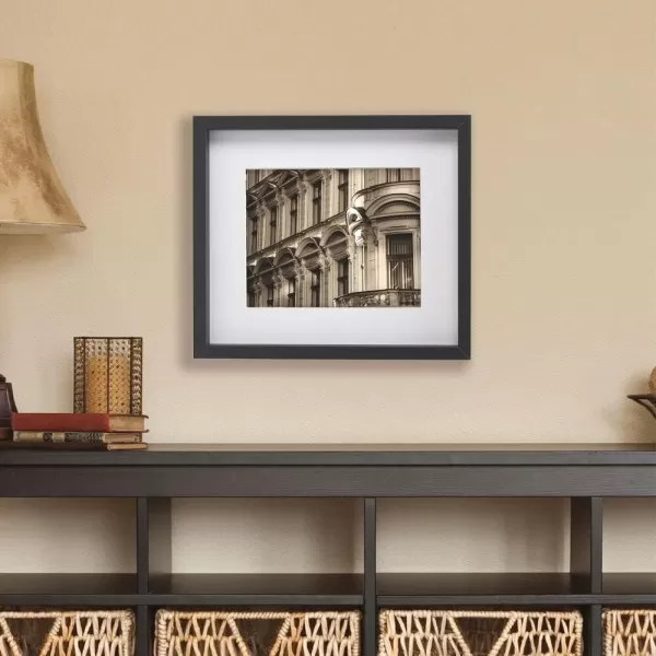 Mikasa 16x16 in. Gallery Frame 15x15 in. Photo without Mat, 5x7 in. Photo with Mat, 2 mm Beveled Mat, Vertical or Horizontal Display, Gray