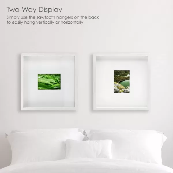 Mikasa 16x16 in. Gallery Frame 15x15 in. Photo without Mat, 5x7 in. Photo with Mat, 2 mm Beveled Mat, Vertical or Horizontal Display, Gray