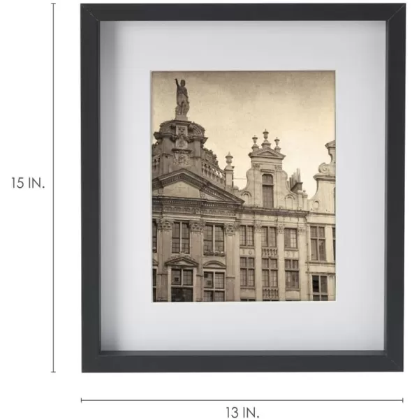 Mikasa 16x16 in. Gallery Frame 15x15 in. Photo without Mat, 5x7 in. Photo with Mat, 2 mm Beveled Mat, Vertical or Horizontal Display, Gray