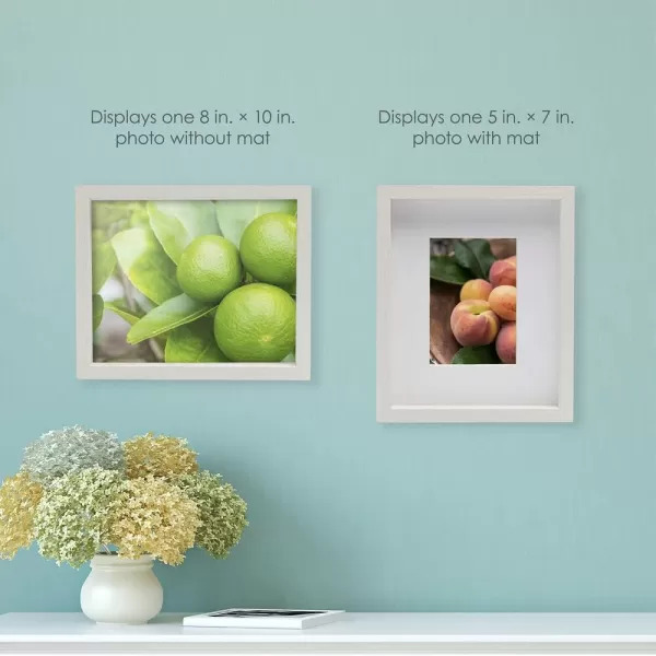 Mikasa 16x16 in. Gallery Frame 15x15 in. Photo without Mat, 5x7 in. Photo with Mat, 2 mm Beveled Mat, Vertical or Horizontal Display, Gray