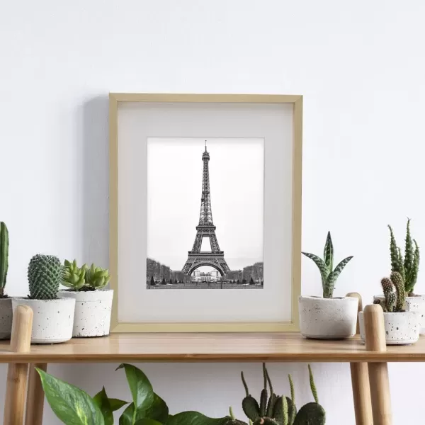Mikasa 16x16 in. Gallery Frame 15x15 in. Photo without Mat, 5x7 in. Photo with Mat, 2 mm Beveled Mat, Vertical or Horizontal Display, Gray