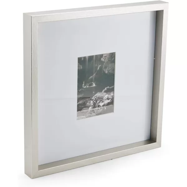 Mikasa 16x16 in. Gallery Frame 15x15 in. Photo without Mat, 5x7 in. Photo with Mat, 2 mm Beveled Mat, Vertical or Horizontal Display, Gray