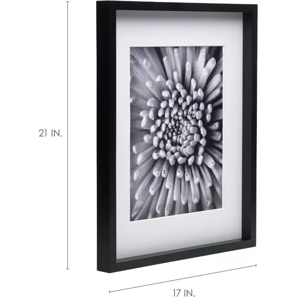 Mikasa 16x16 in. Gallery Frame 15x15 in. Photo without Mat, 5x7 in. Photo with Mat, 2 mm Beveled Mat, Vertical or Horizontal Display, Gray