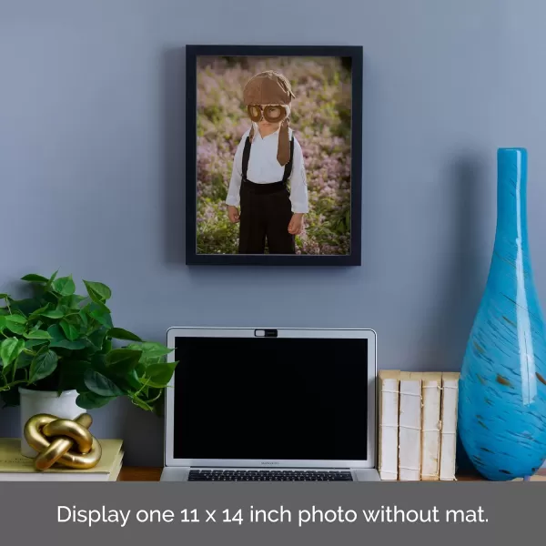Mikasa 16x16 in. Gallery Frame 15x15 in. Photo without Mat, 5x7 in. Photo with Mat, 2 mm Beveled Mat, Vertical or Horizontal Display, Gray