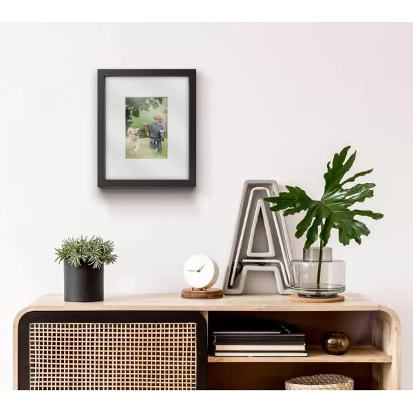 Mikasa 16x16 in. Gallery Frame 15x15 in. Photo without Mat, 5x7 in. Photo with Mat, 2 mm Beveled Mat, Vertical or Horizontal Display, Gray
