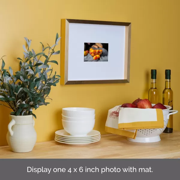 Mikasa 16x16 in. Gallery Frame 15x15 in. Photo without Mat, 5x7 in. Photo with Mat, 2 mm Beveled Mat, Vertical or Horizontal Display, Gray